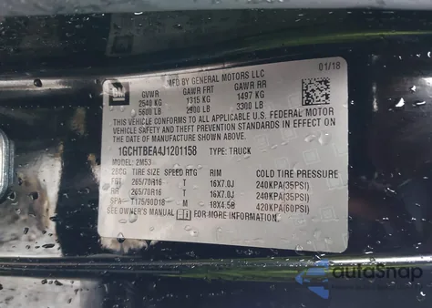 2018 Chevrolet Colorado Wt из США, поврежденный, VIN 1GCHTBEA4J1201158